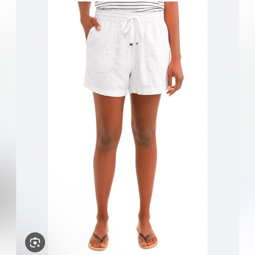 Women's White Drawstring Shorts - Picture 7 of 7